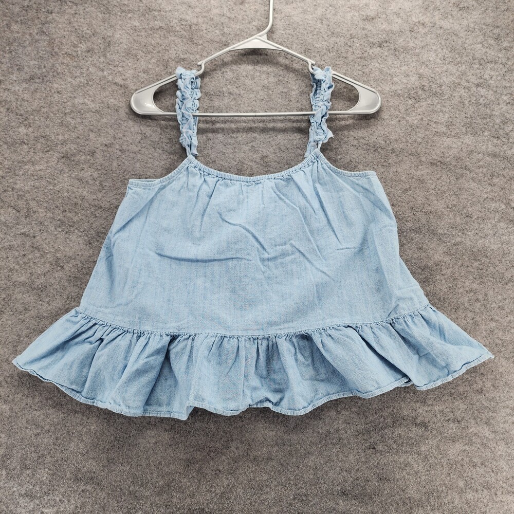 Madewell Shirt Womens 2 Sleeveless Blue Cropped